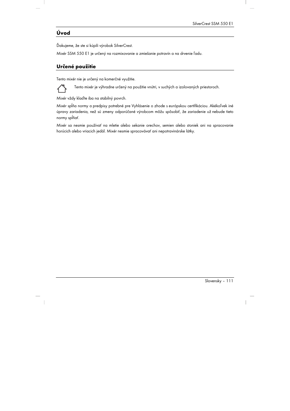 Úvod, Určené použitie | Silvercrest SSM 550 E1 User Manual | Page 113 / 154