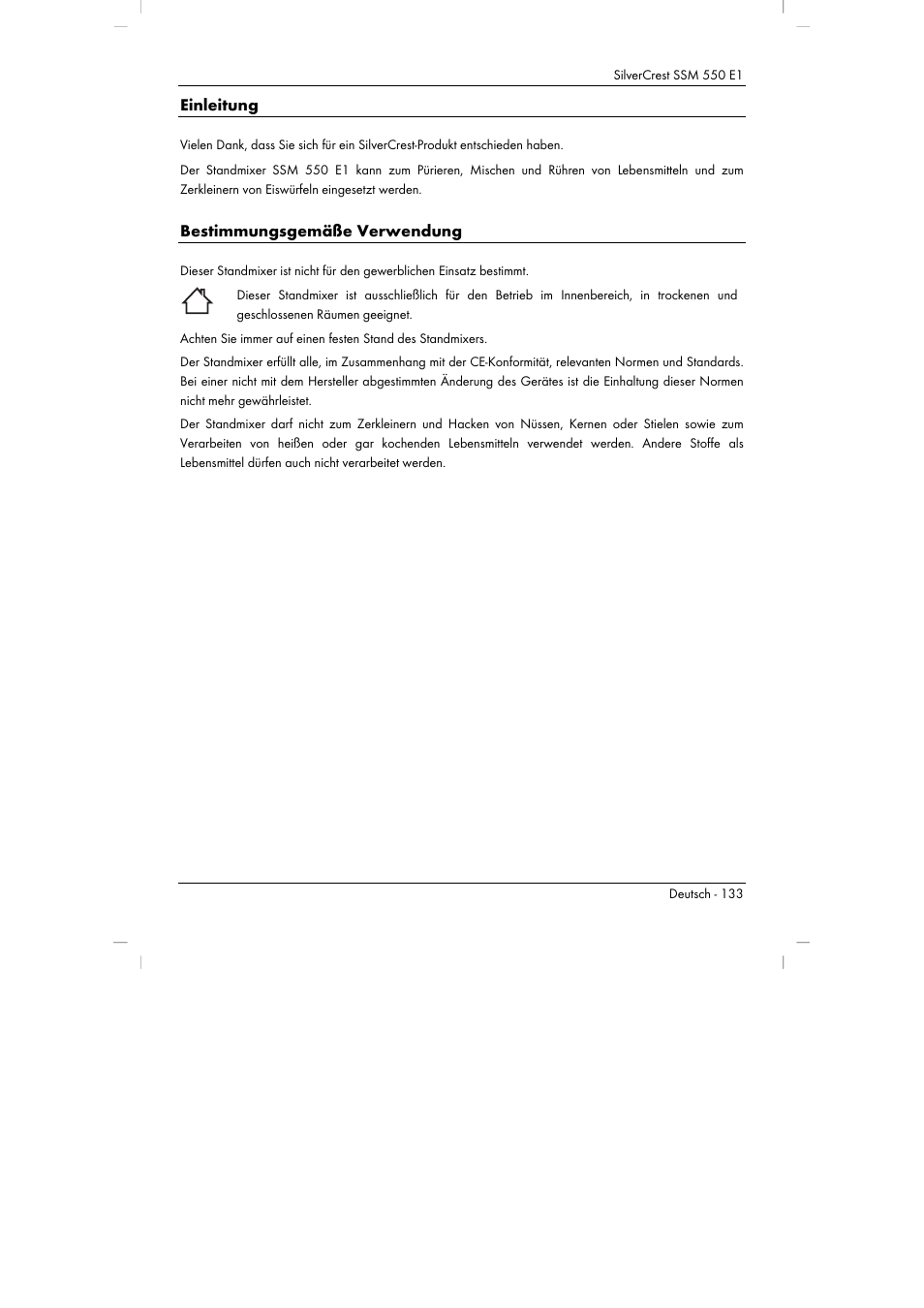 Einleitung, Bestimmungsgemäße verwendung | Silvercrest SSM 550 E1 User Manual | Page 135 / 154