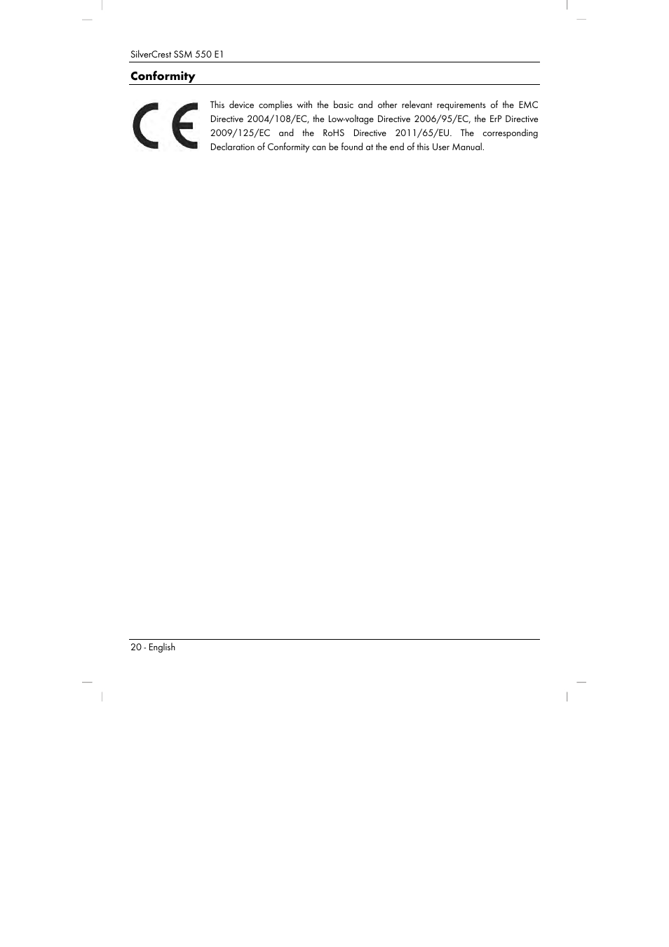 Conformity | Silvercrest SSM 550 E1 User Manual | Page 22 / 154