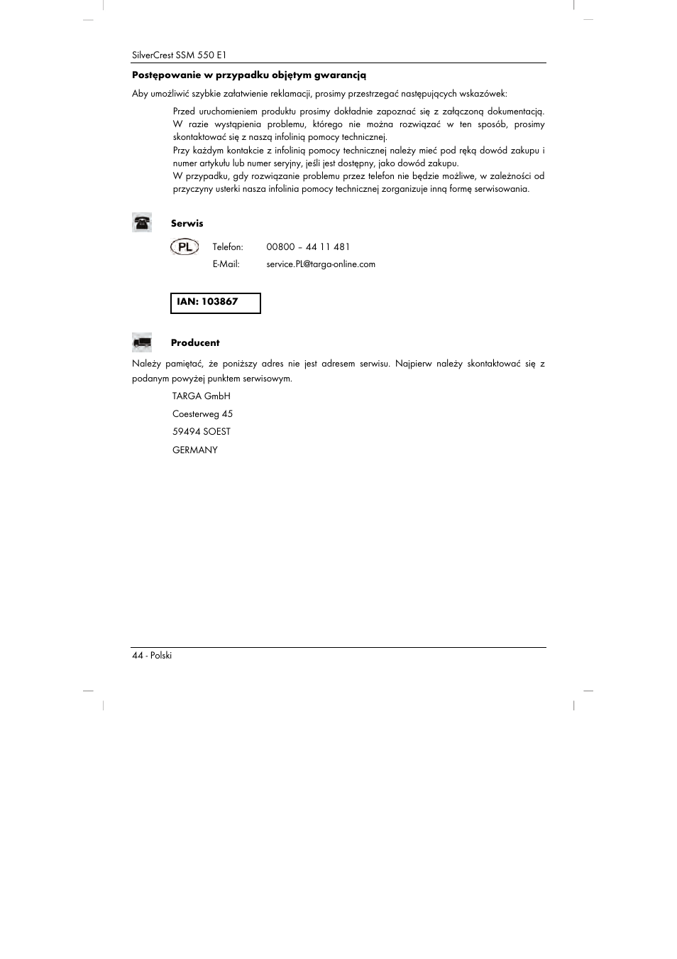 Silvercrest SSM 550 E1 User Manual | Page 46 / 154