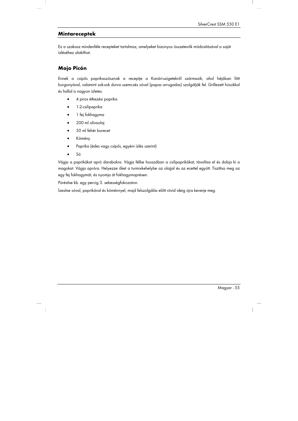 Mintareceptek, Mojo picón | Silvercrest SSM 550 E1 User Manual | Page 57 / 154