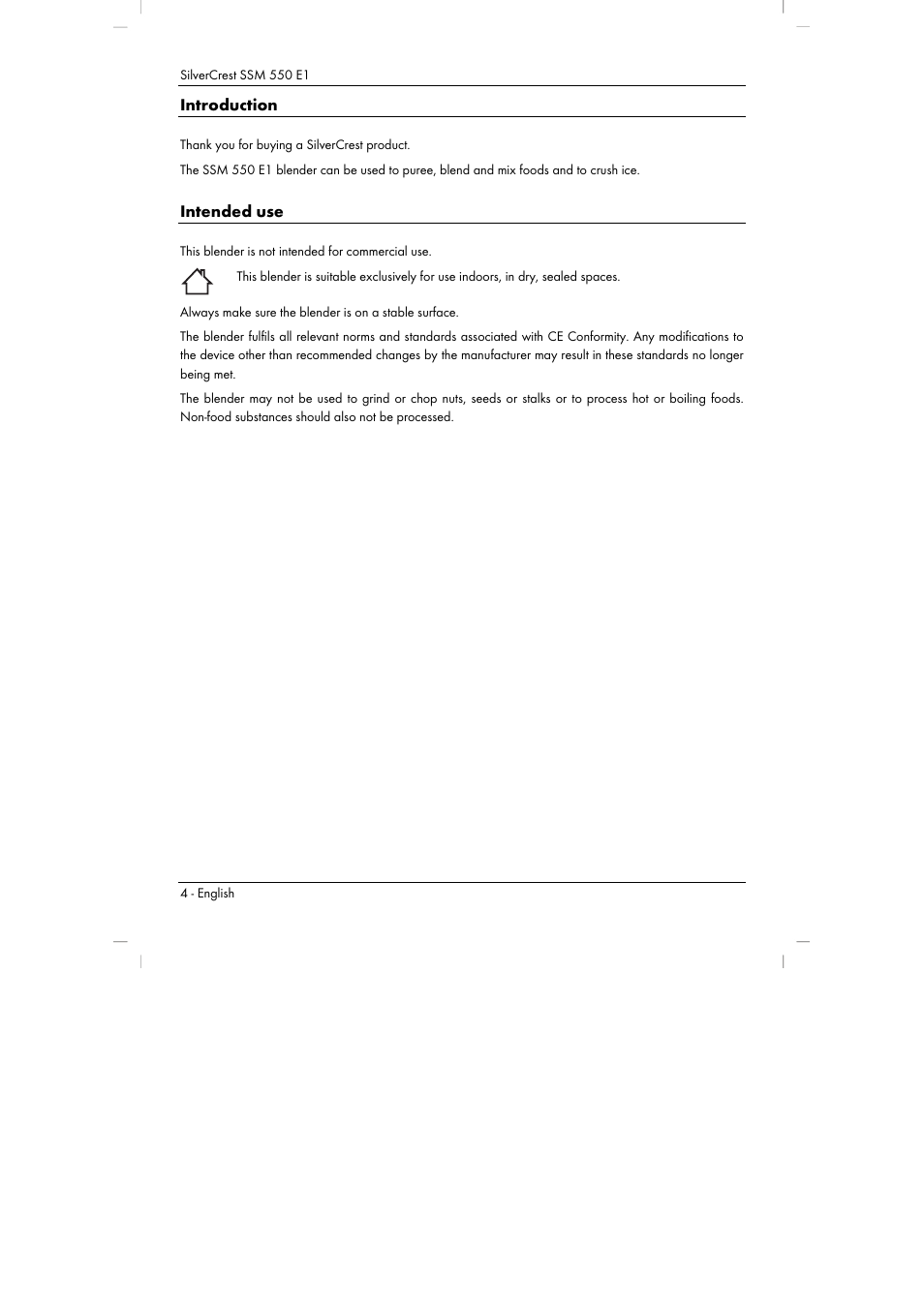 Introduction, Intended use | Silvercrest SSM 550 E1 User Manual | Page 6 / 154