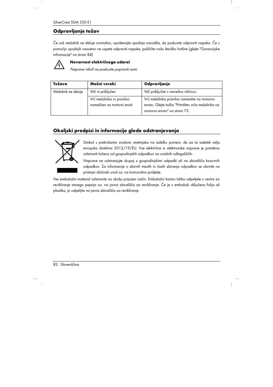 Odpravljanje težav | Silvercrest SSM 550 E1 User Manual | Page 84 / 154