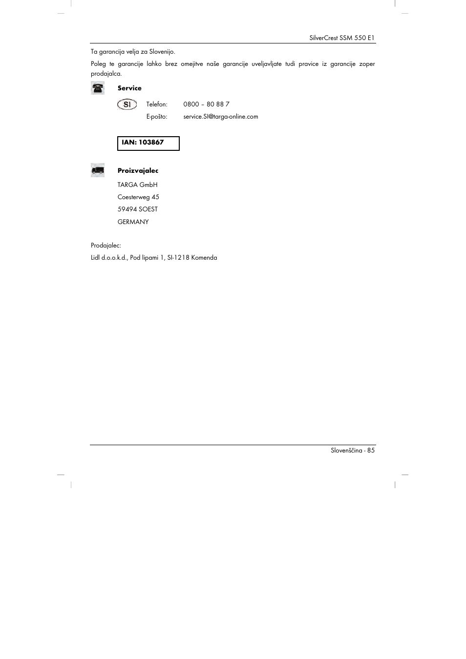 Silvercrest SSM 550 E1 User Manual | Page 87 / 154