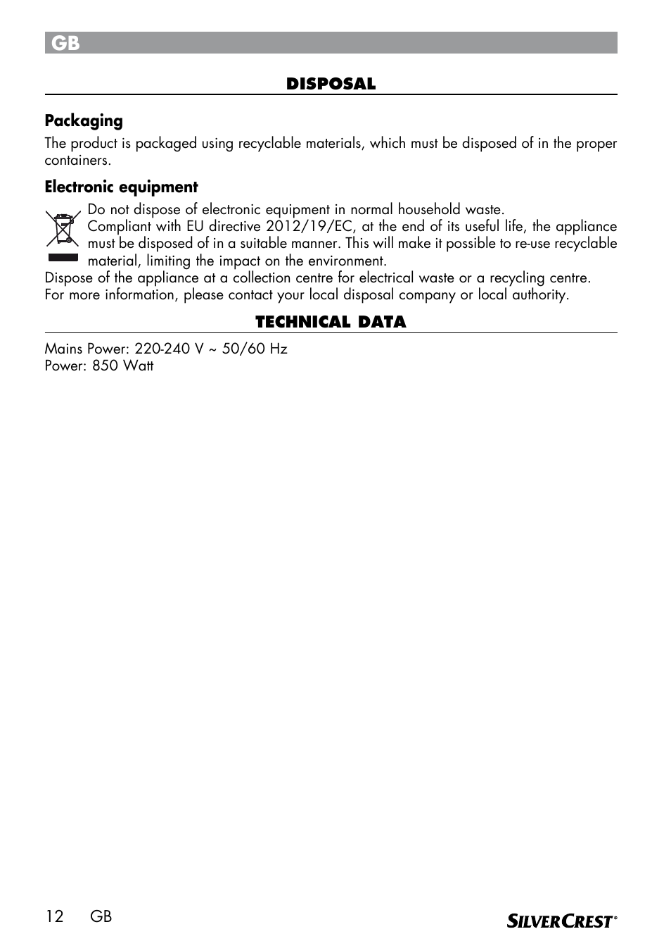 Silvercrest SEMR 850 A1 User Manual | Page 12 / 91