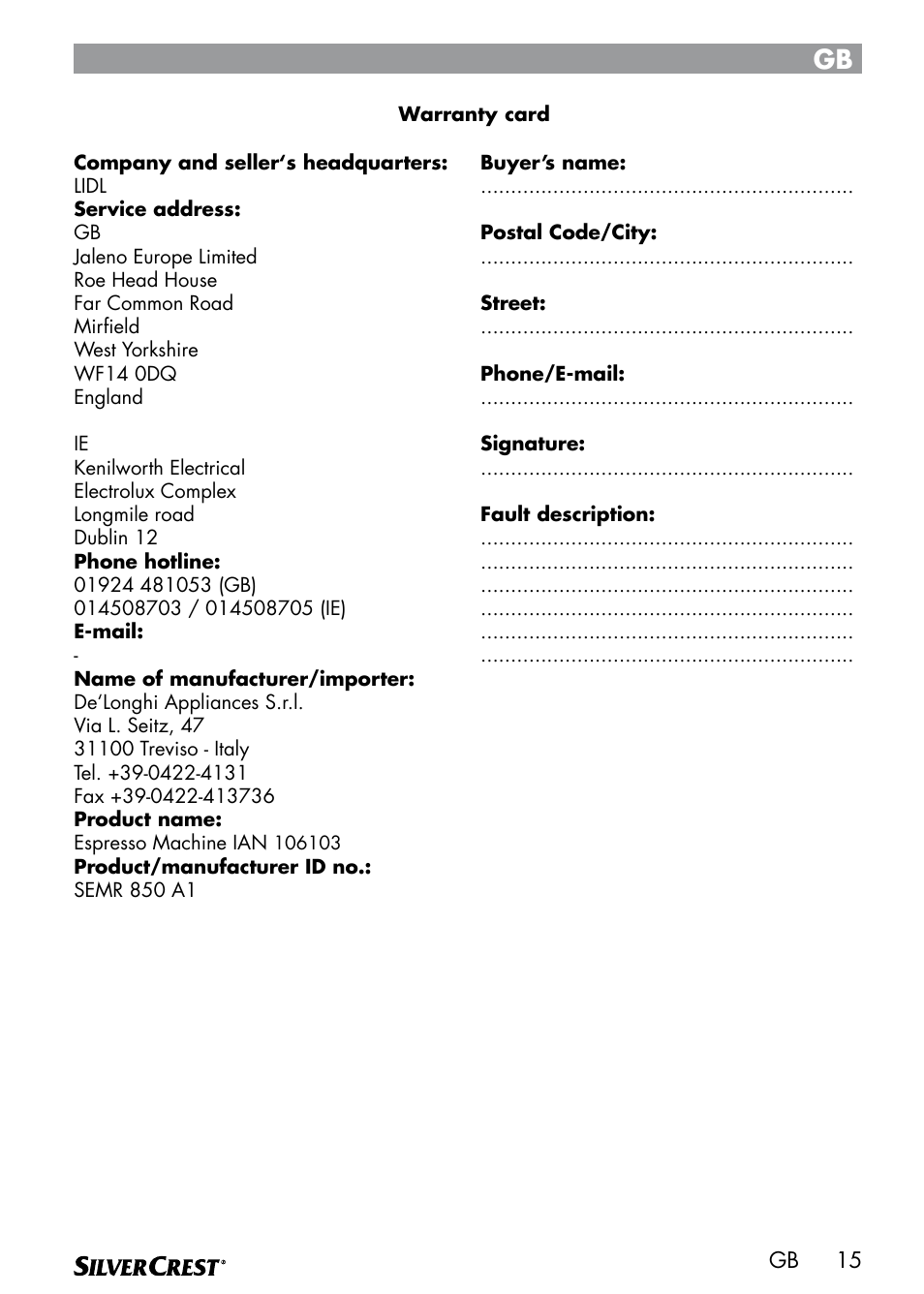 Silvercrest SEMR 850 A1 User Manual | Page 15 / 91