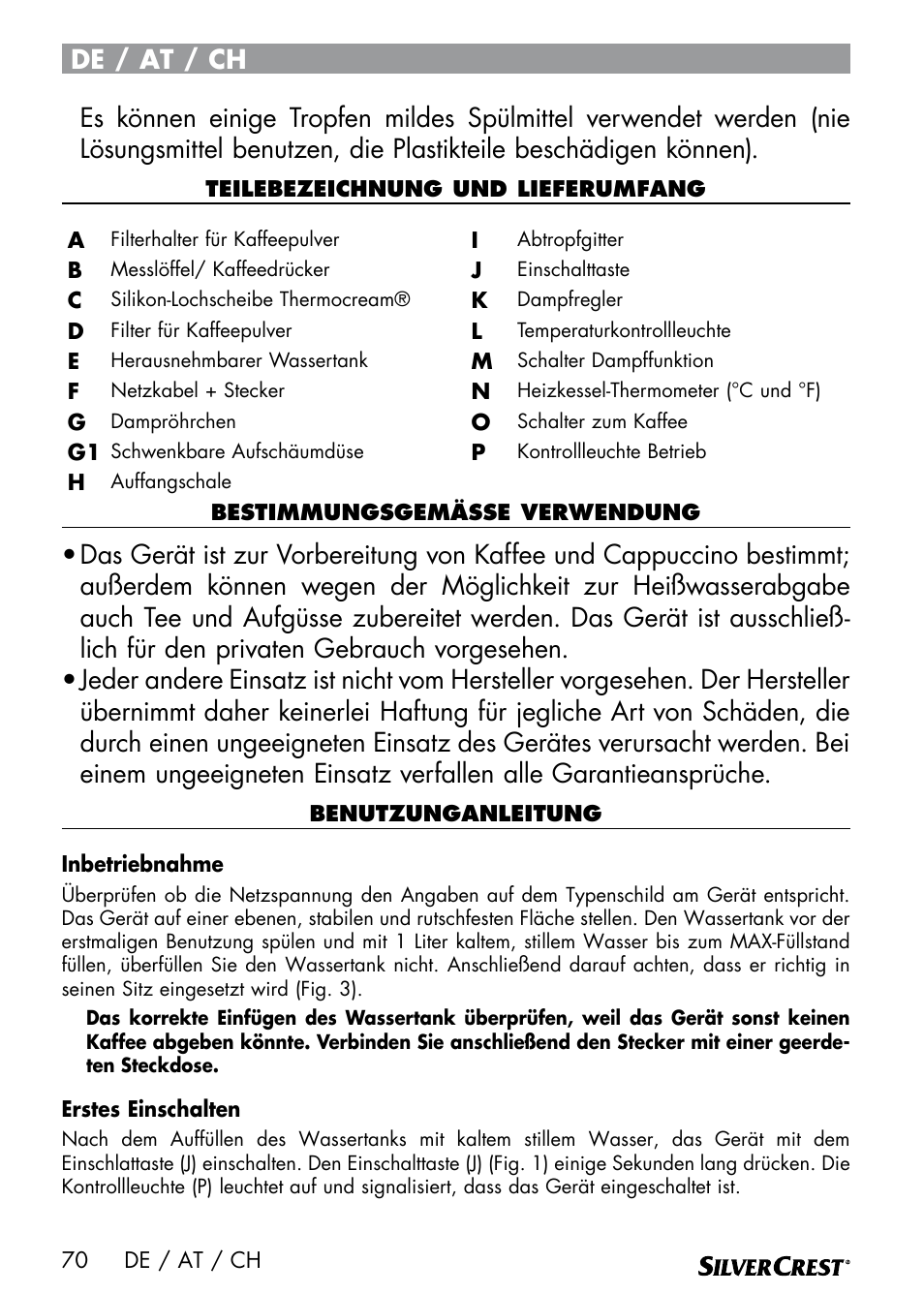 De / at / ch | Silvercrest SEMR 850 A1 User Manual | Page 70 / 91