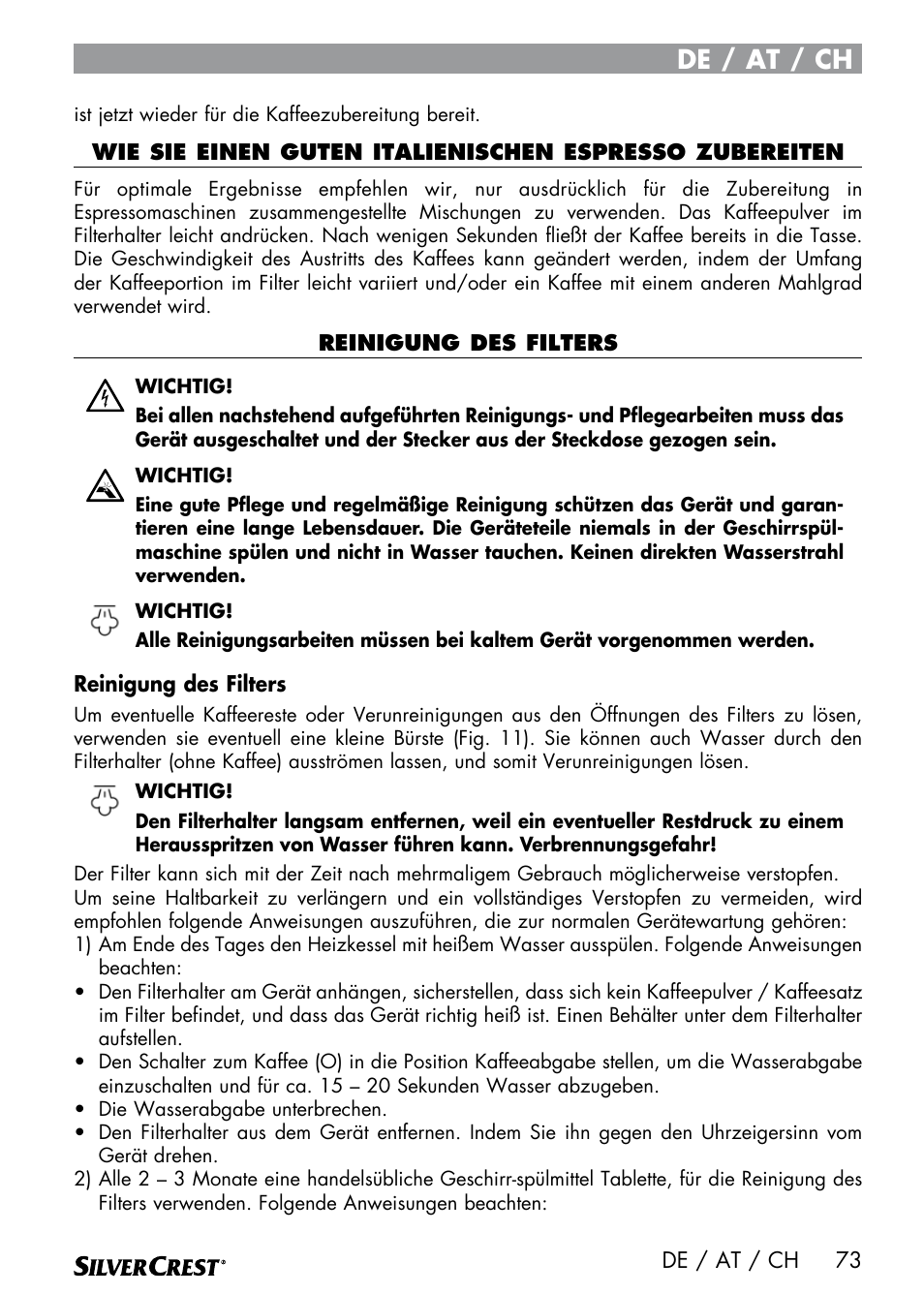De / at / ch | Silvercrest SEMR 850 A1 User Manual | Page 73 / 91