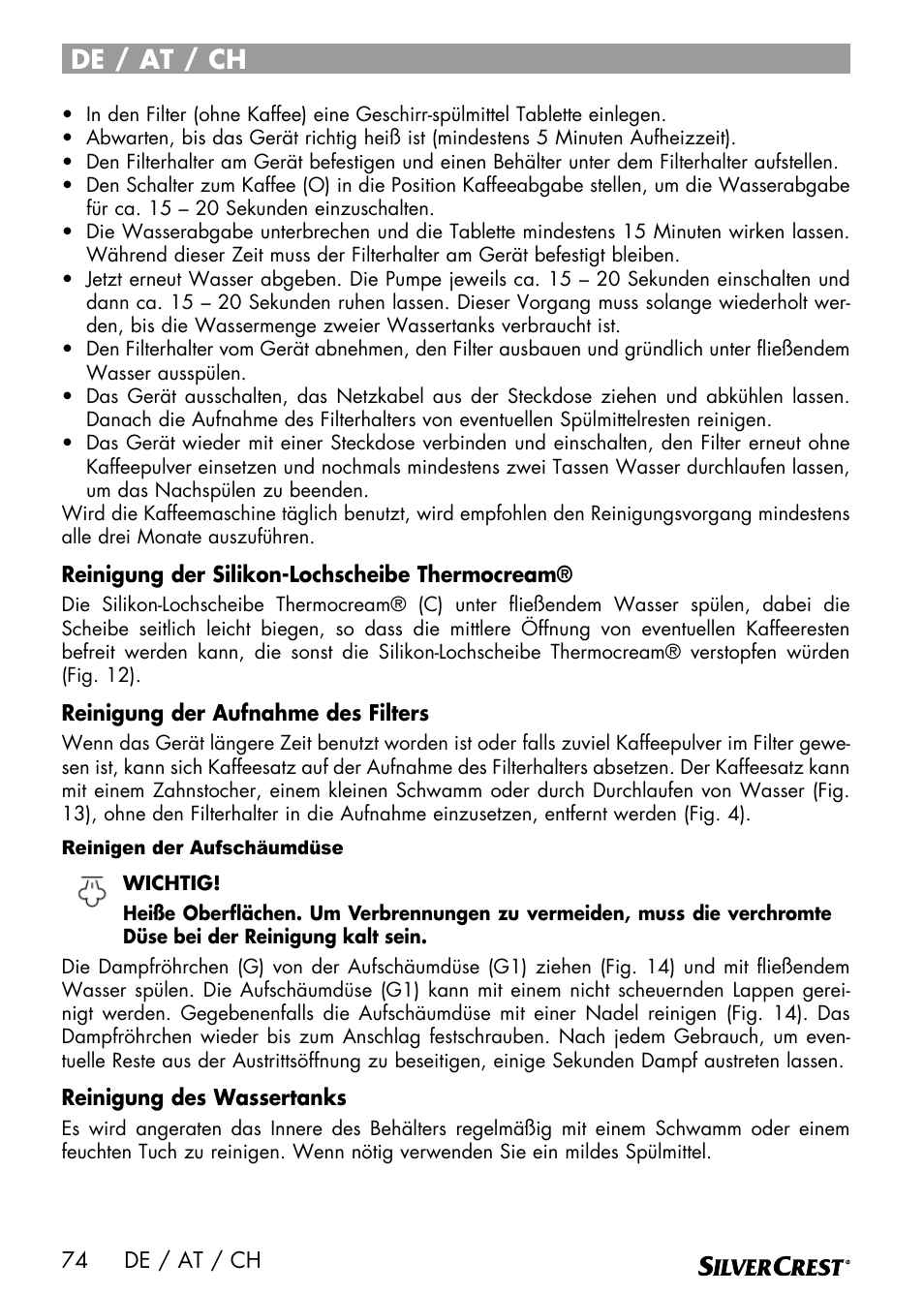 De / at / ch | Silvercrest SEMR 850 A1 User Manual | Page 74 / 91