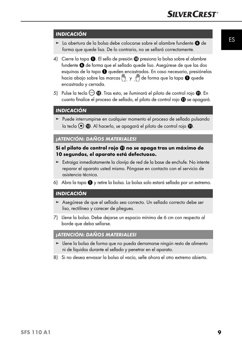Silvercrest SFS 110 A1 User Manual | Page 12 / 80