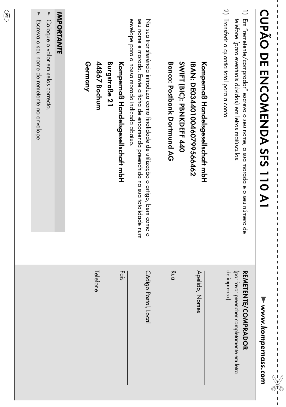 Cupã o de encomend a sfs 110 a1 | Silvercrest SFS 110 A1 User Manual | Page 51 / 80