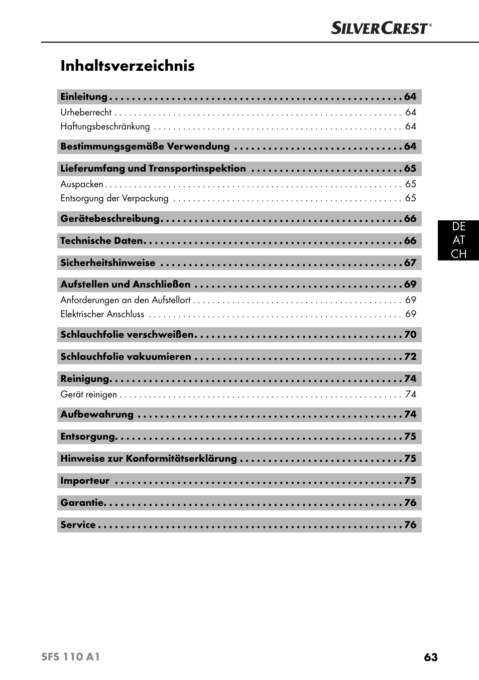 Silvercrest SFS 110 A1 User Manual | Page 66 / 80