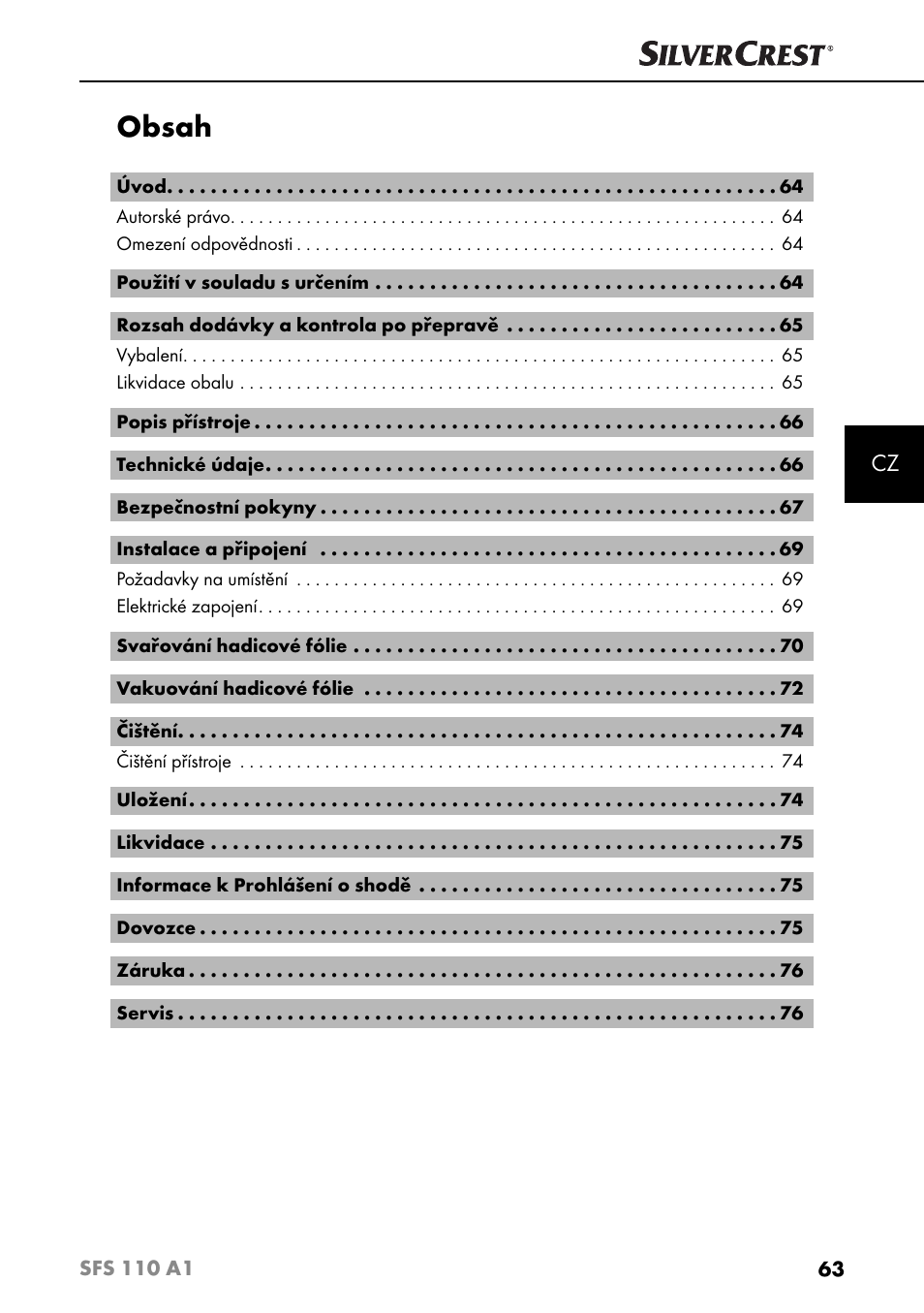 Silvercrest SFS 110 A1 User Manual | Page 66 / 112