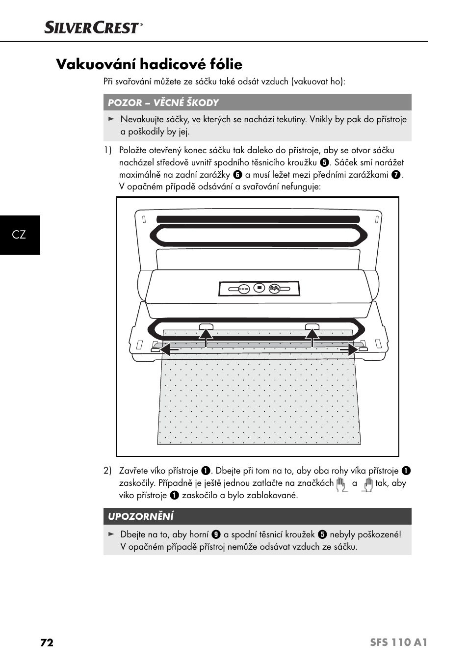 Vakuování hadicové fólie | Silvercrest SFS 110 A1 User Manual | Page 75 / 112