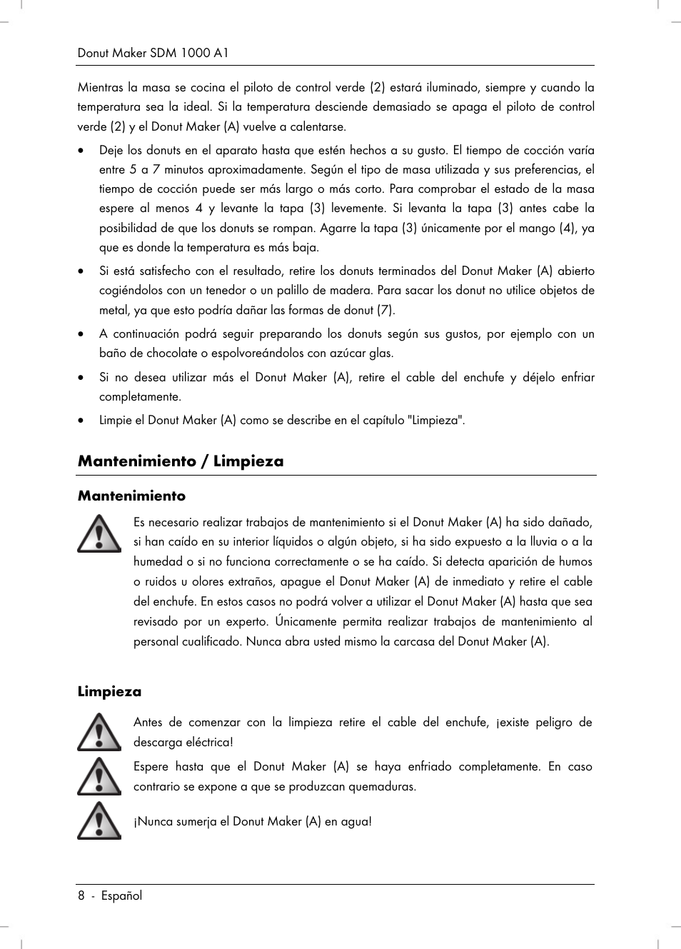 Mantenimiento / limpieza | Silvercrest SDM 1000 A1 User Manual | Page 10 / 70