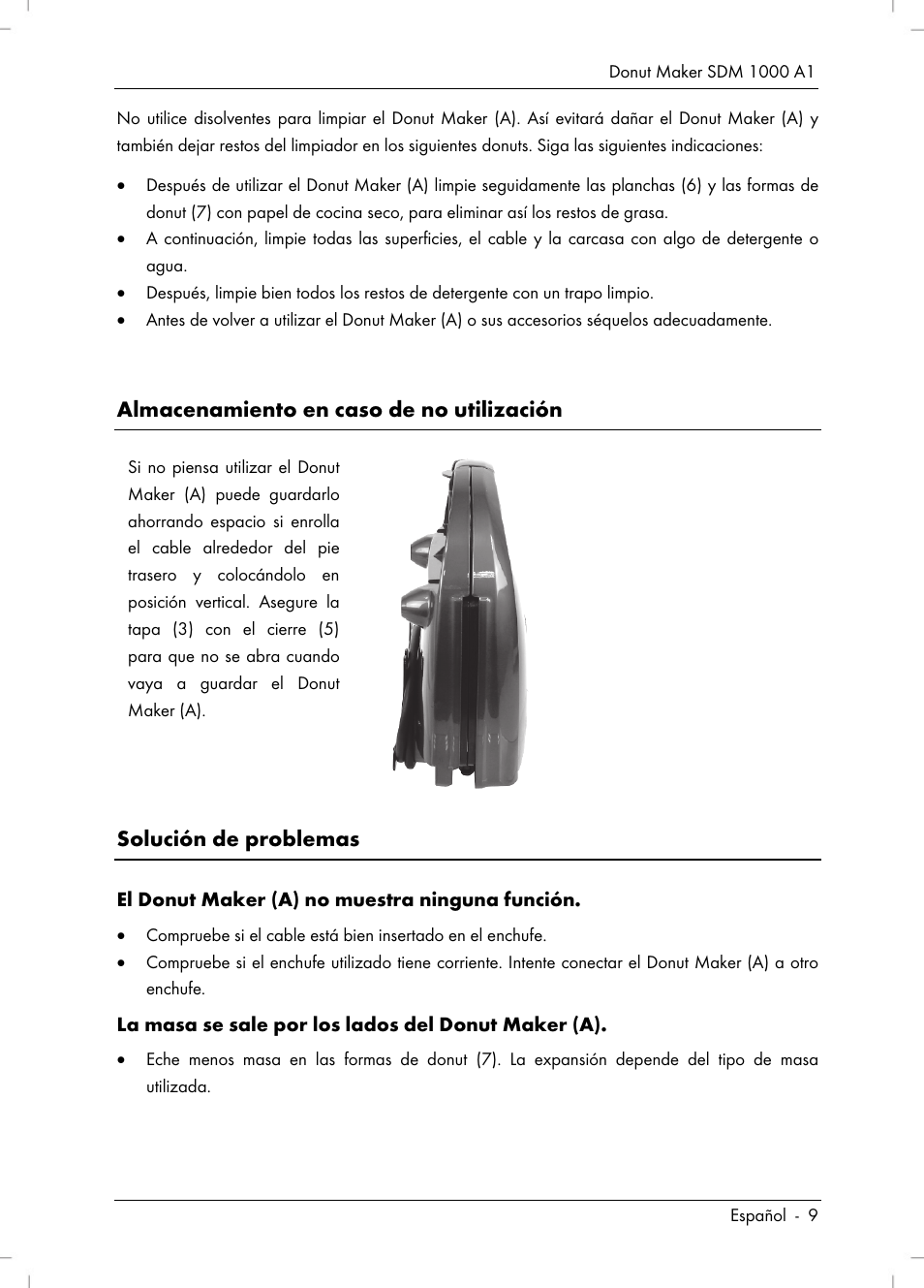 Almacenamiento en caso de no utilización, Solución de problemas | Silvercrest SDM 1000 A1 User Manual | Page 11 / 70