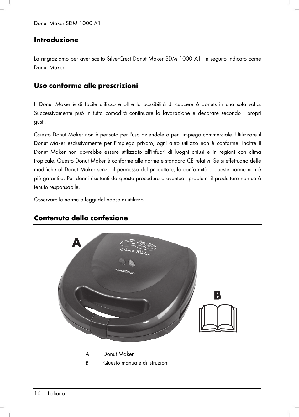 Introduzione, Uso conforme alle prescrizioni, Contenuto della confezione | Silvercrest SDM 1000 A1 User Manual | Page 18 / 70