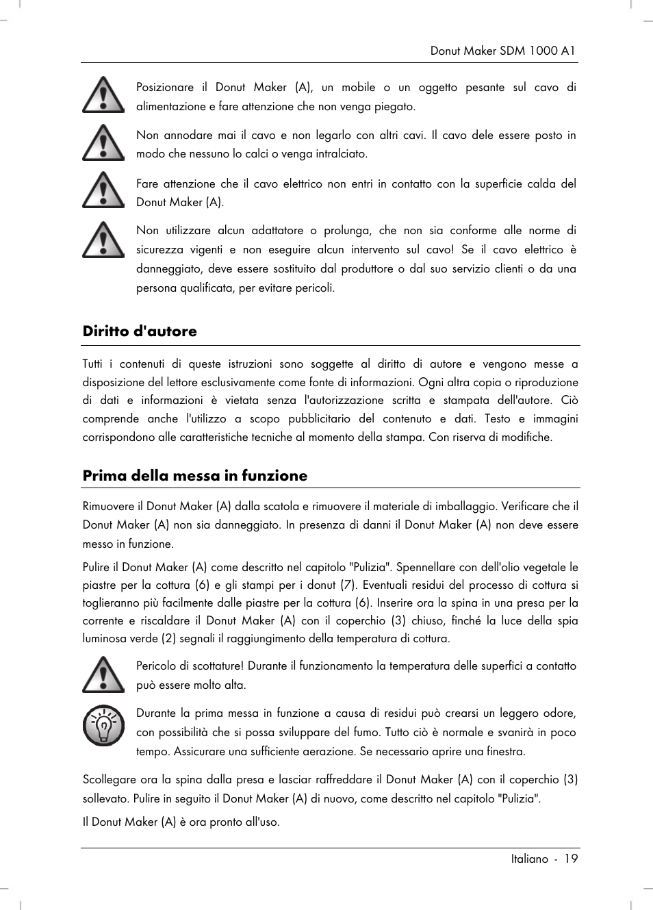 Diritto d'autore, Prima della messa in funzione | Silvercrest SDM 1000 A1 User Manual | Page 21 / 70