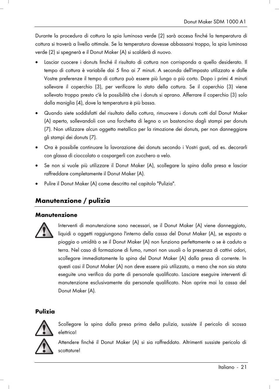 Manutenzione / pulizia | Silvercrest SDM 1000 A1 User Manual | Page 23 / 70