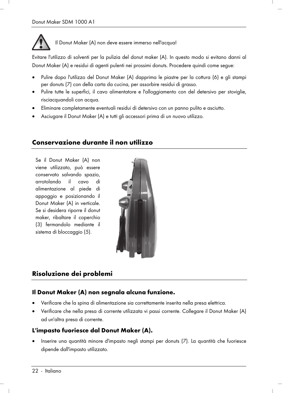 Conservazione durante il non utilizzo, Risoluzione dei problemi | Silvercrest SDM 1000 A1 User Manual | Page 24 / 70