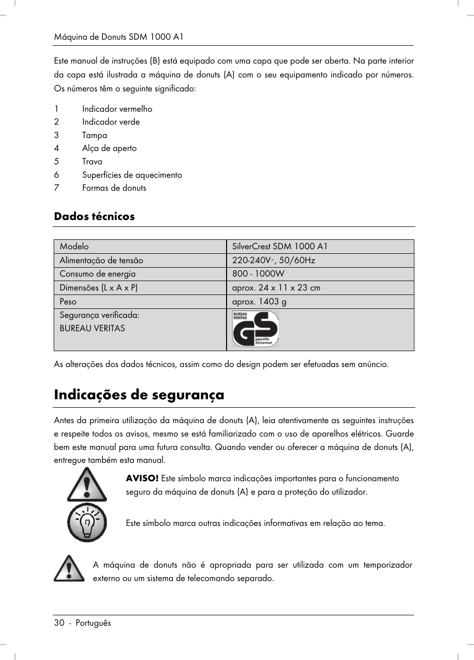 Indicações de segurança, Dados técnicos | Silvercrest SDM 1000 A1 User Manual | Page 32 / 70