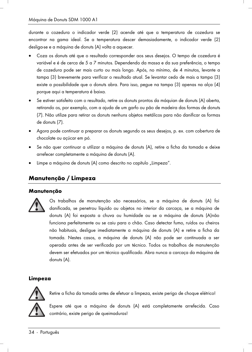 Manutenção / limpeza | Silvercrest SDM 1000 A1 User Manual | Page 36 / 70