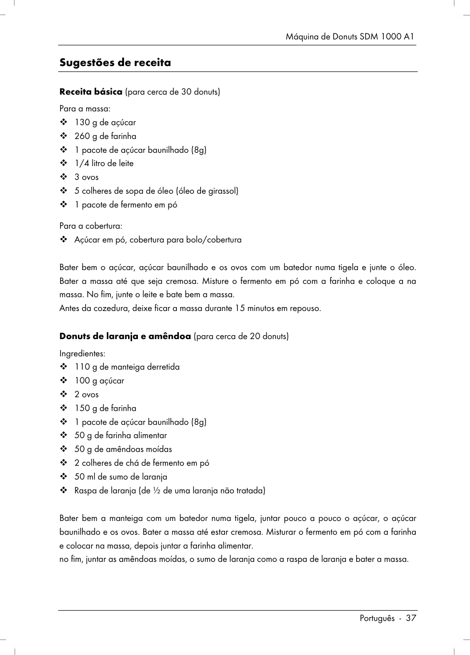 Sugestões de receita | Silvercrest SDM 1000 A1 User Manual | Page 39 / 70