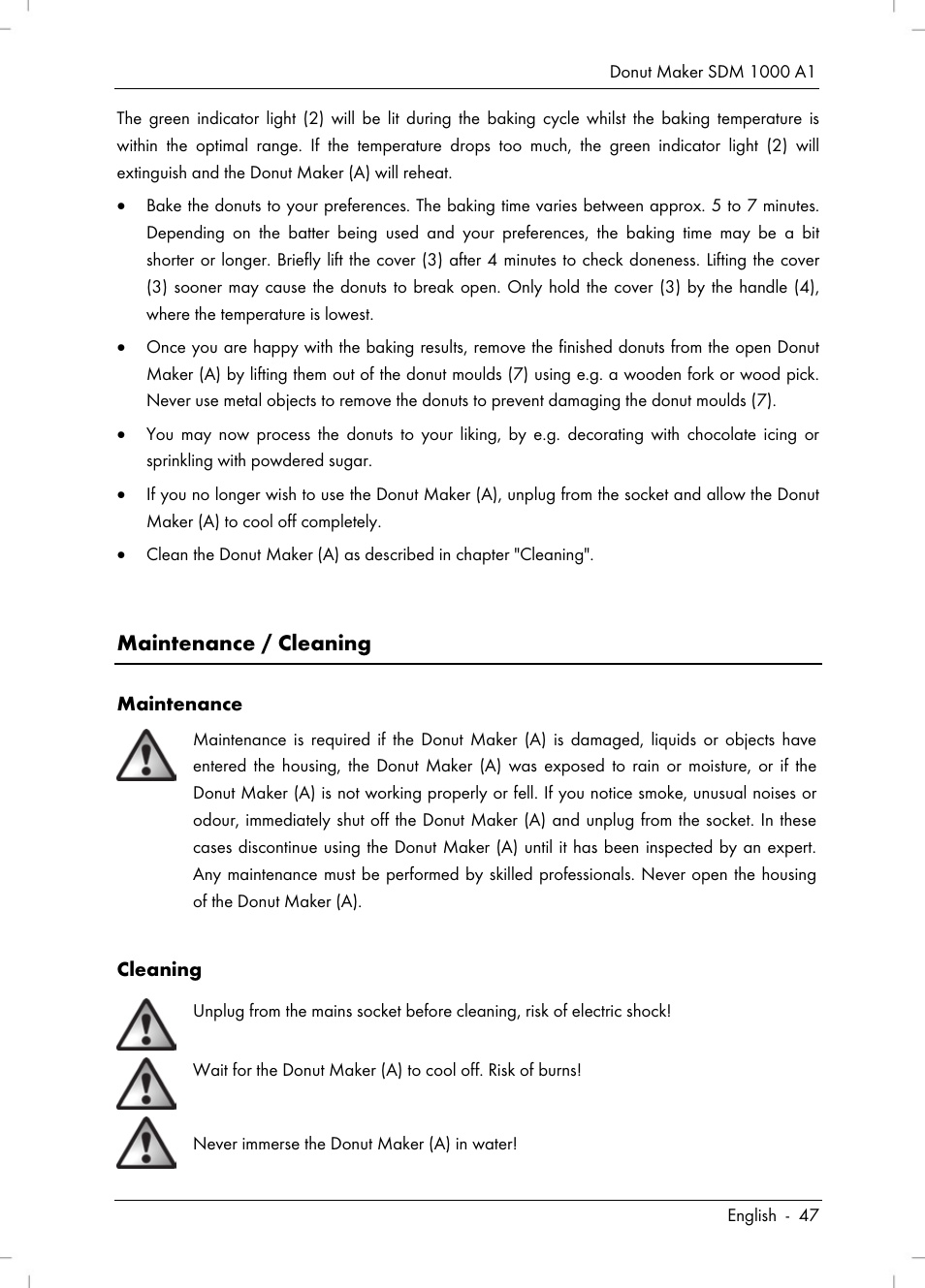 Maintenance / cleaning | Silvercrest SDM 1000 A1 User Manual | Page 49 / 70