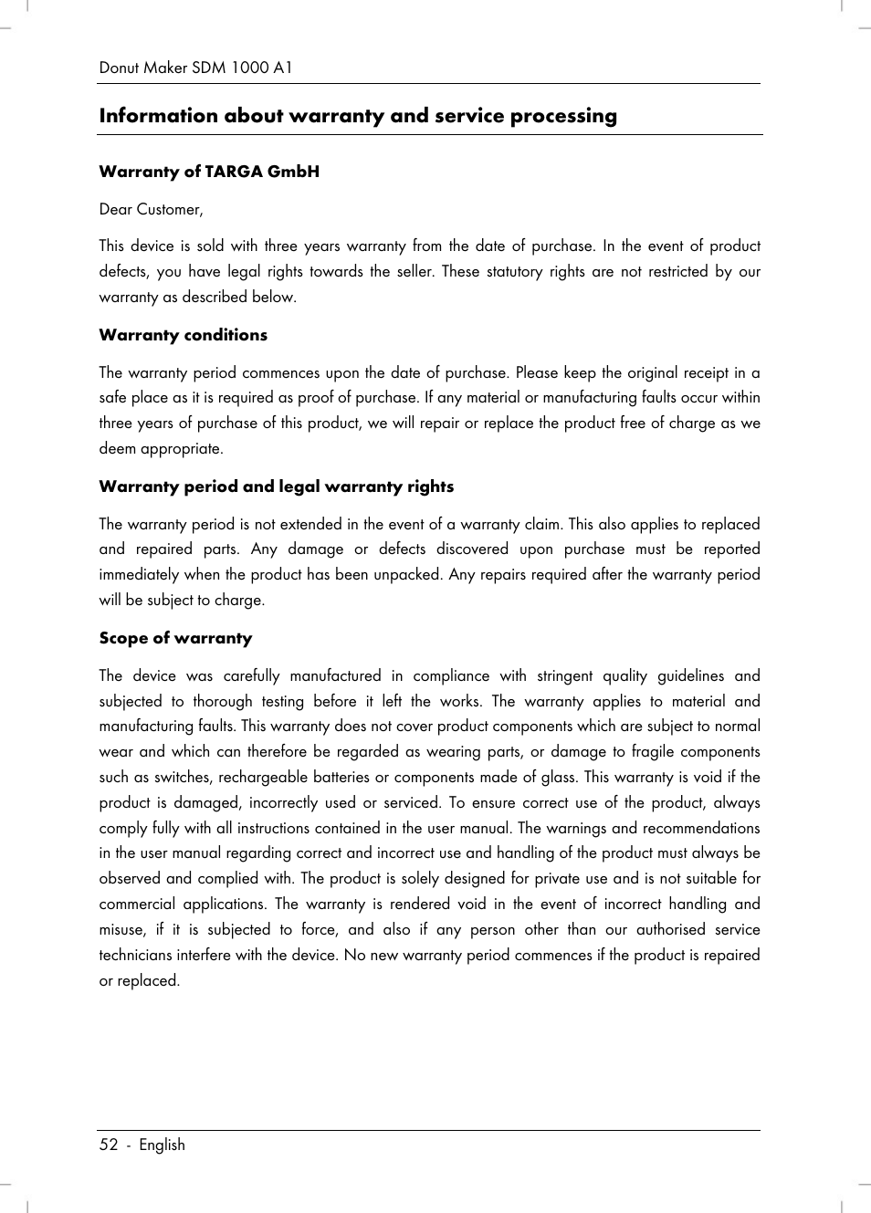 Information about warranty and service processing | Silvercrest SDM 1000 A1 User Manual | Page 54 / 70