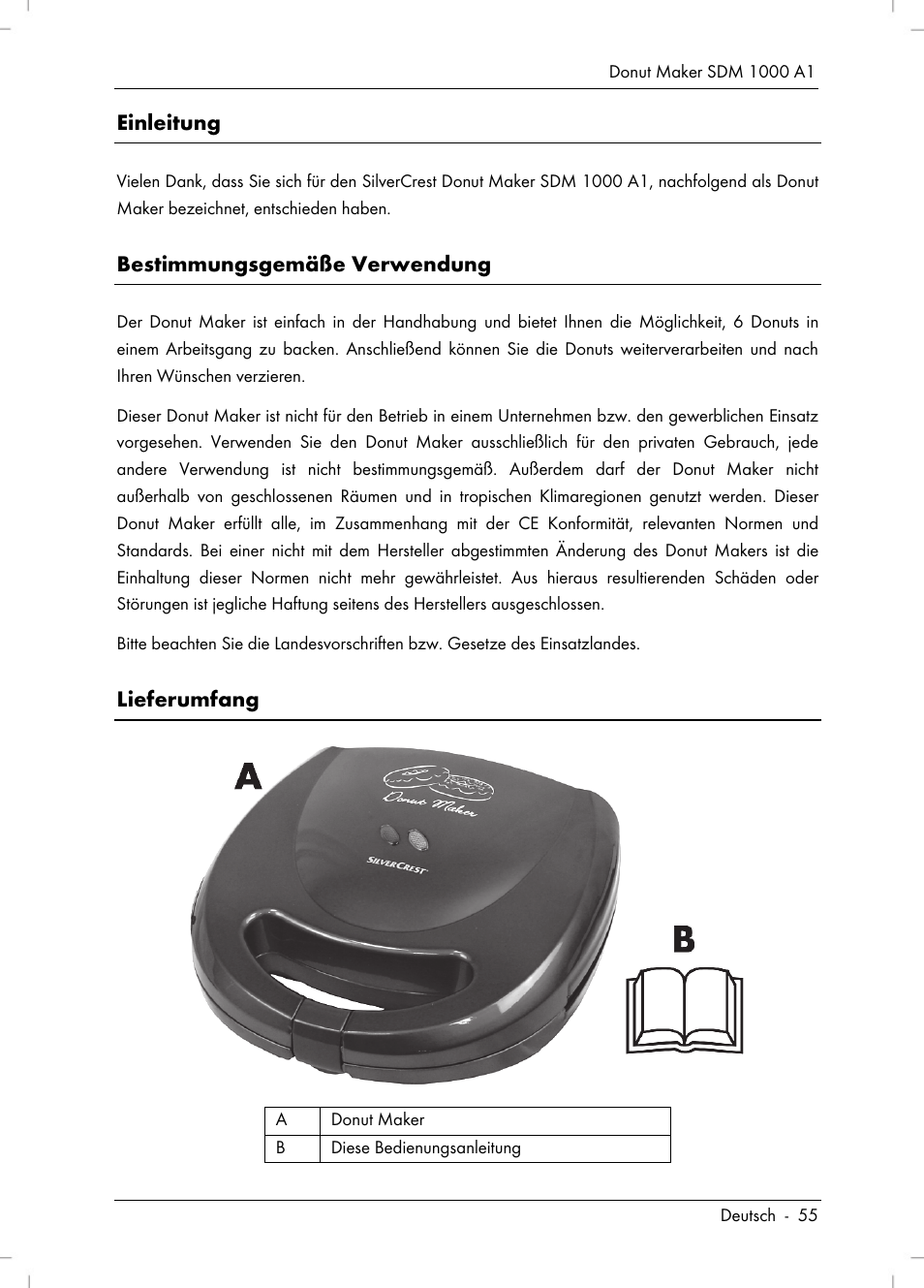 Einleitung, Bestimmungsgemäße verwendung, Lieferumfang | Silvercrest SDM 1000 A1 User Manual | Page 57 / 70