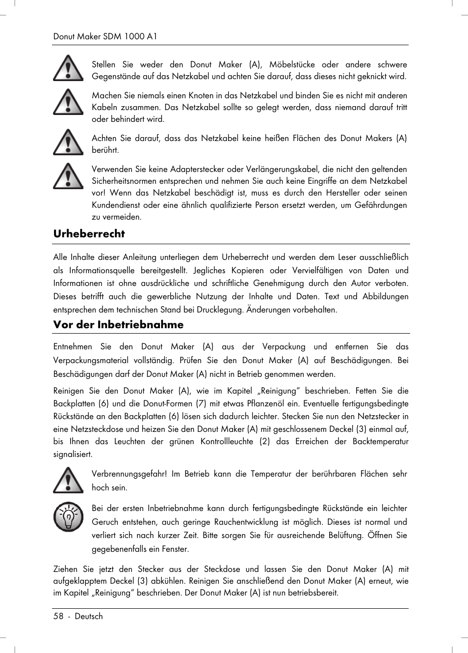 Urheberrecht, Vor der inbetriebnahme | Silvercrest SDM 1000 A1 User Manual | Page 60 / 70