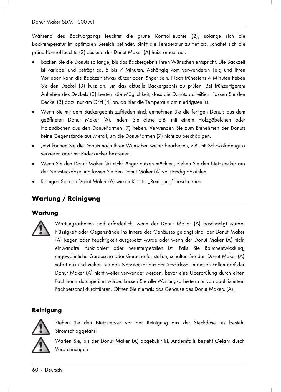 Wartung / reinigung | Silvercrest SDM 1000 A1 User Manual | Page 62 / 70