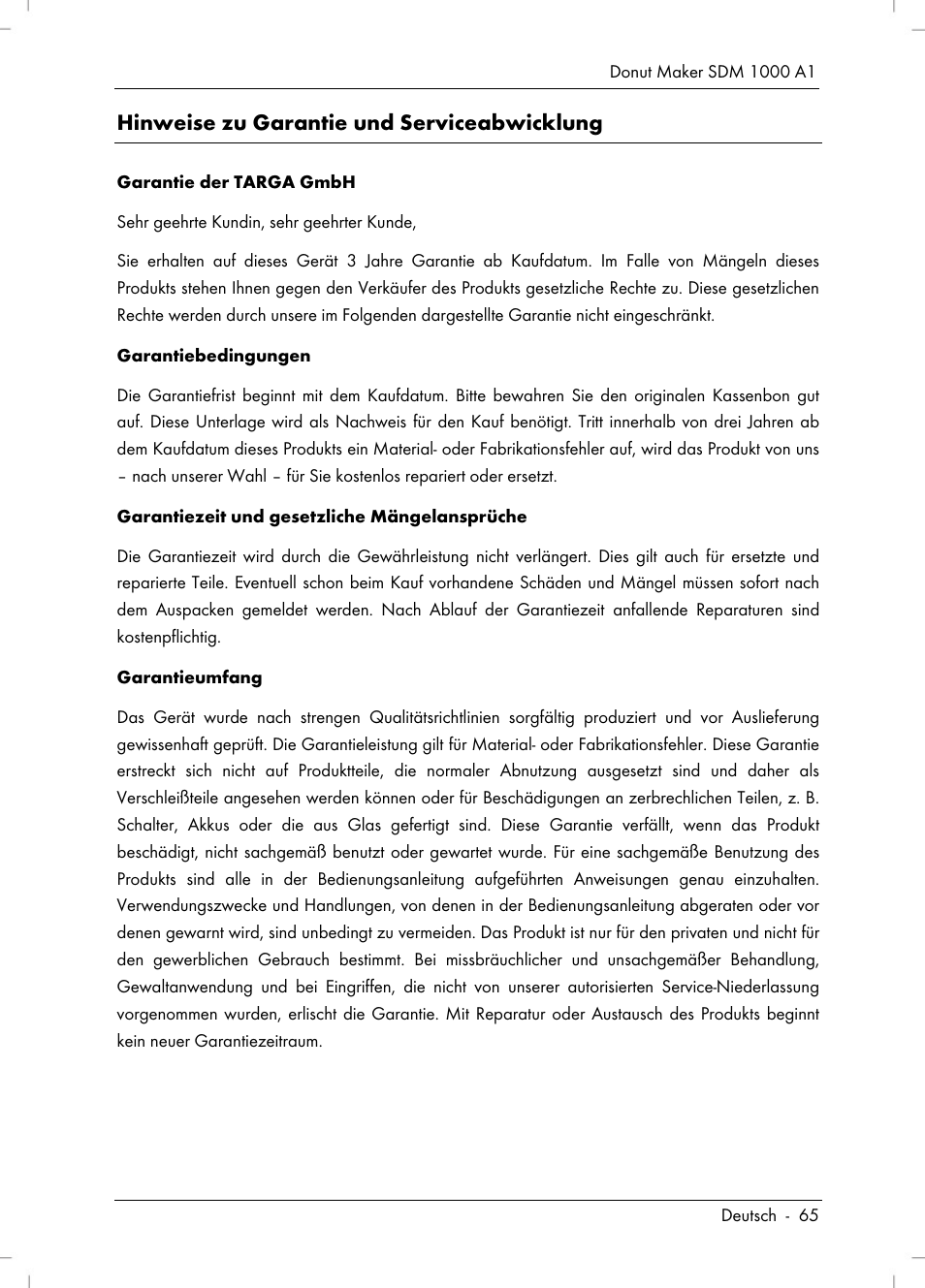 Hinweise zu garantie und serviceabwicklung | Silvercrest SDM 1000 A1 User Manual | Page 67 / 70