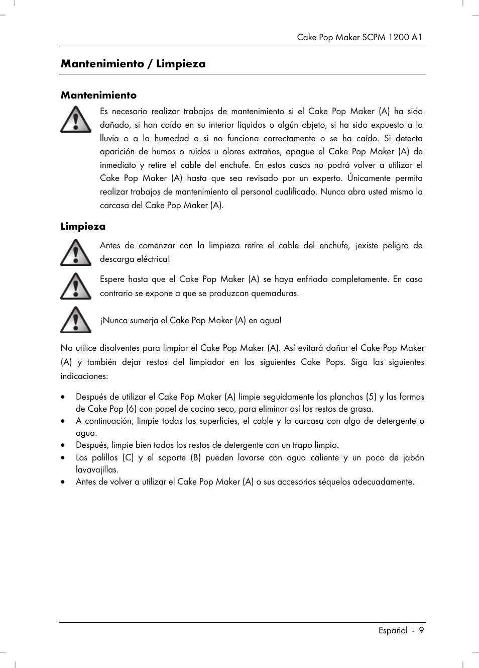 Mantenimiento / limpieza | Silvercrest SCPM 1200 A1 User Manual | Page 11 / 70