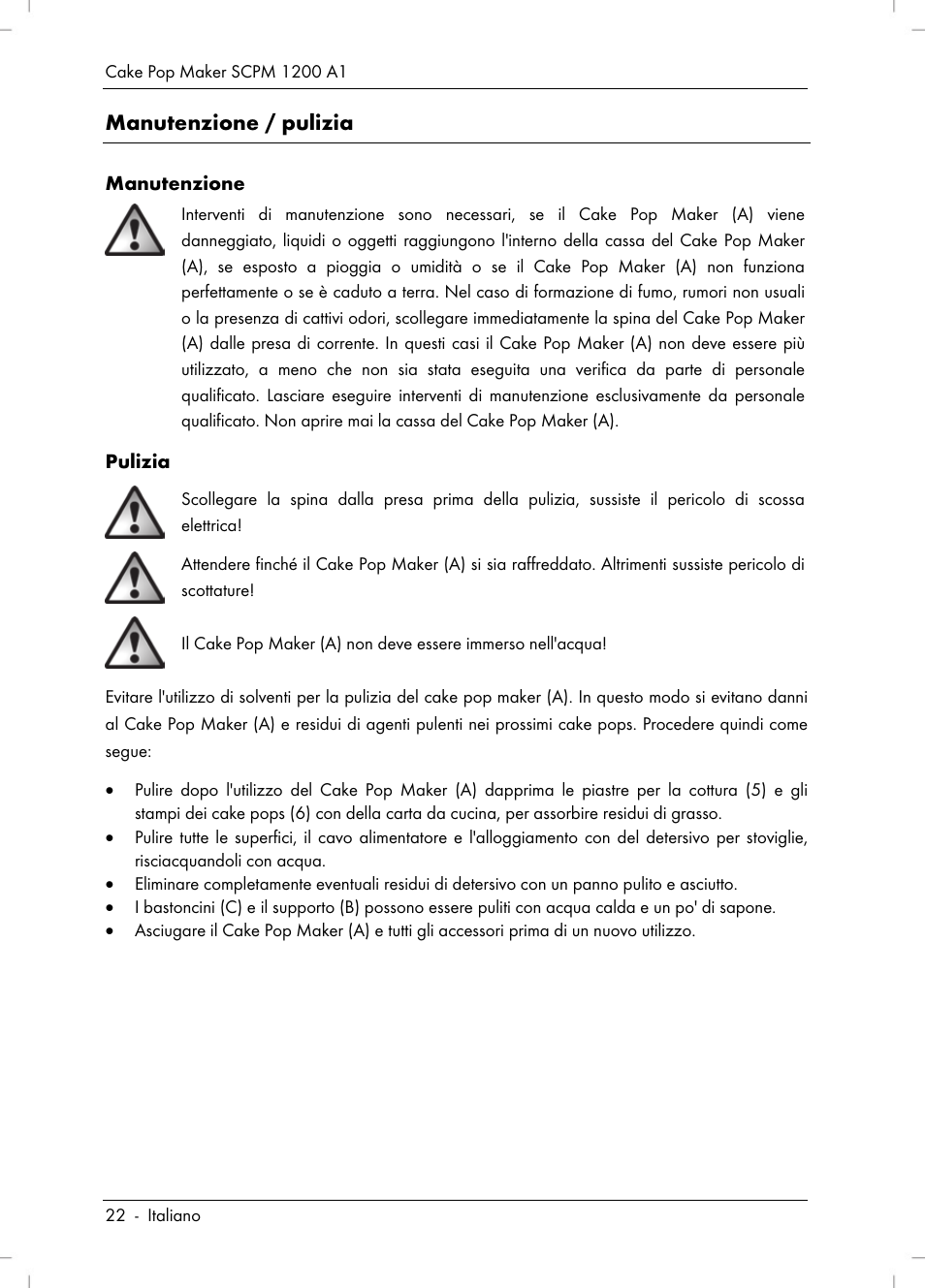 Manutenzione / pulizia | Silvercrest SCPM 1200 A1 User Manual | Page 24 / 70