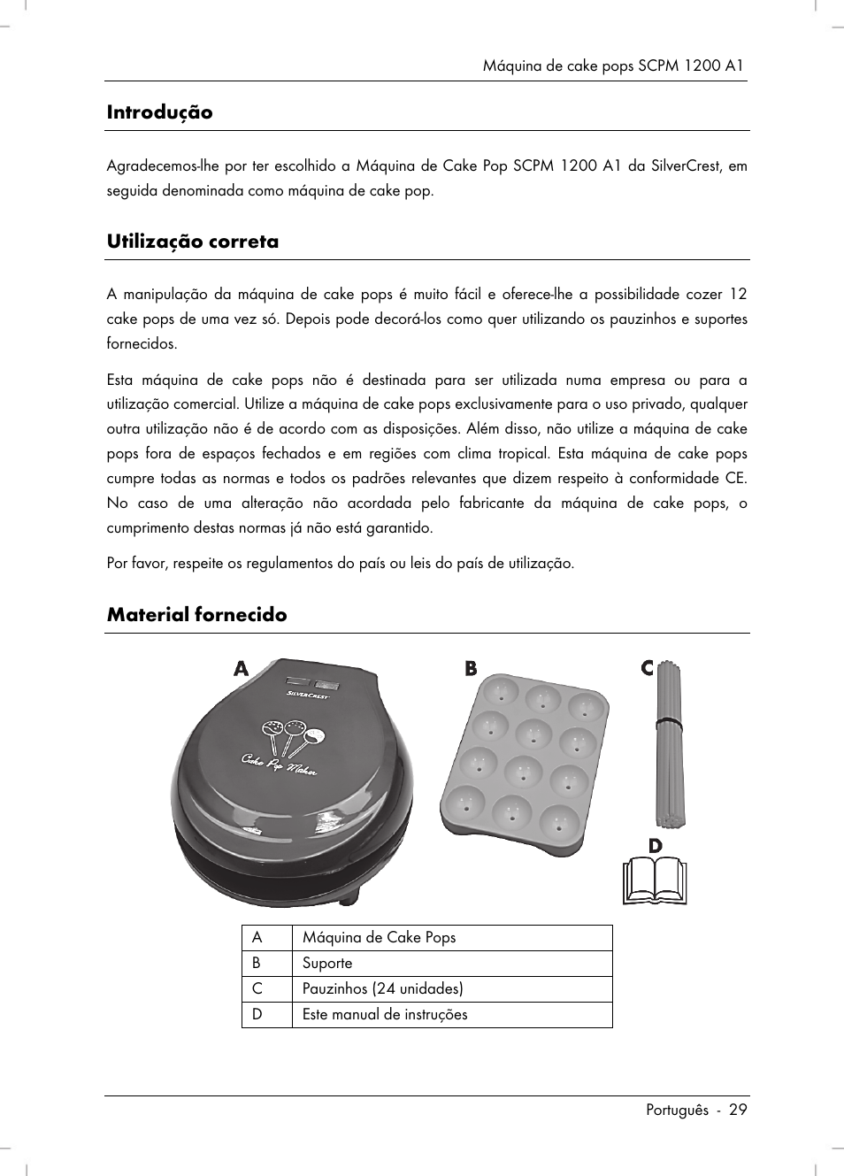 Introdução, Utilização correta, Material fornecido | Silvercrest SCPM 1200 A1 User Manual | Page 31 / 70
