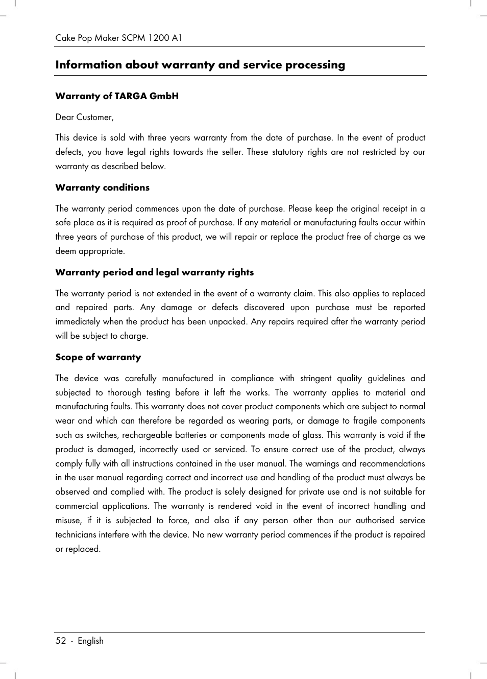 Information about warranty and service processing | Silvercrest SCPM 1200 A1 User Manual | Page 54 / 70