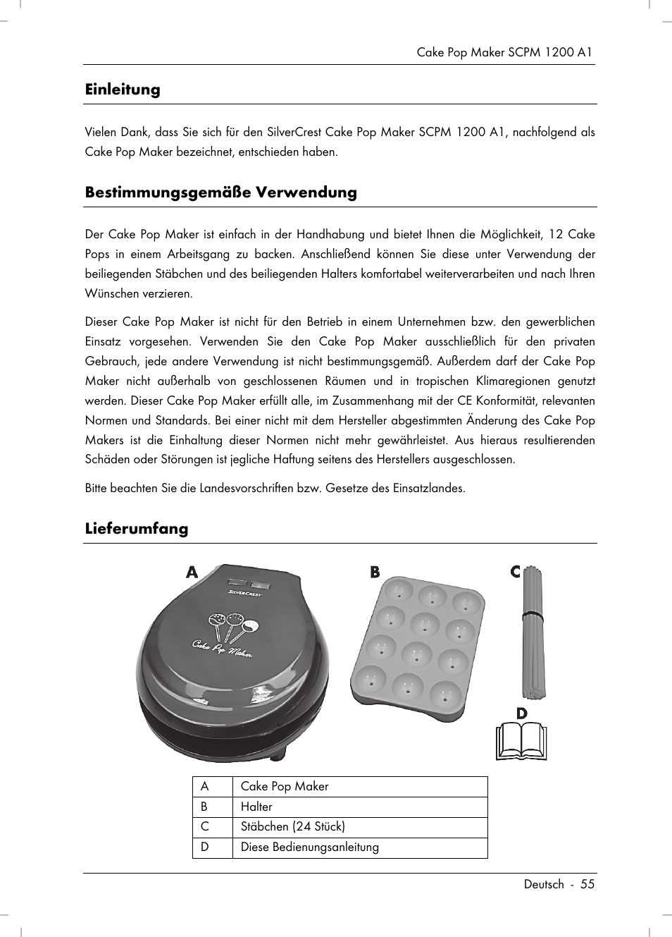 Einleitung, Bestimmungsgemäße verwendung, Lieferumfang | Silvercrest SCPM 1200 A1 User Manual | Page 57 / 70