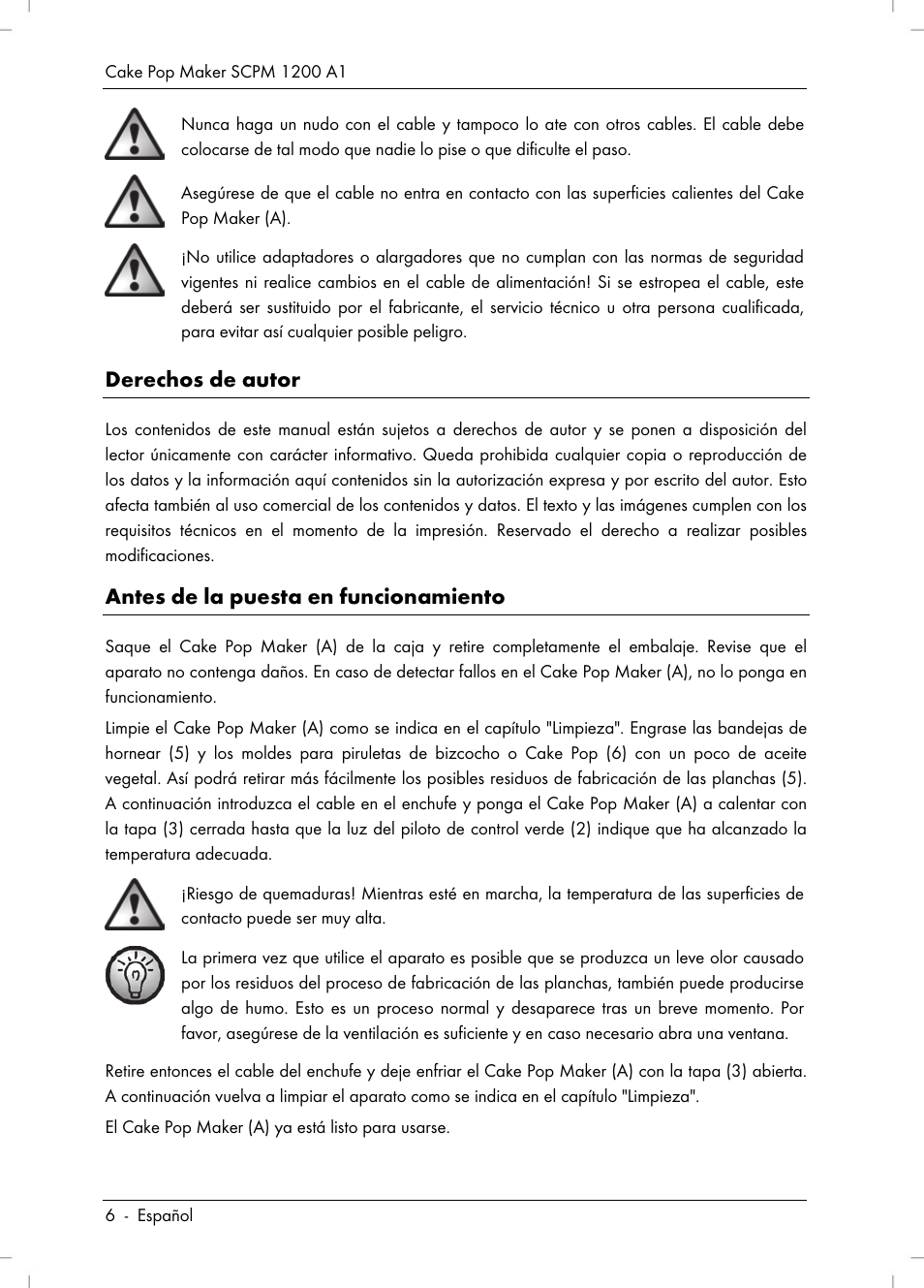 Derechos de autor, Antes de la puesta en funcionamiento | Silvercrest SCPM 1200 A1 User Manual | Page 8 / 70