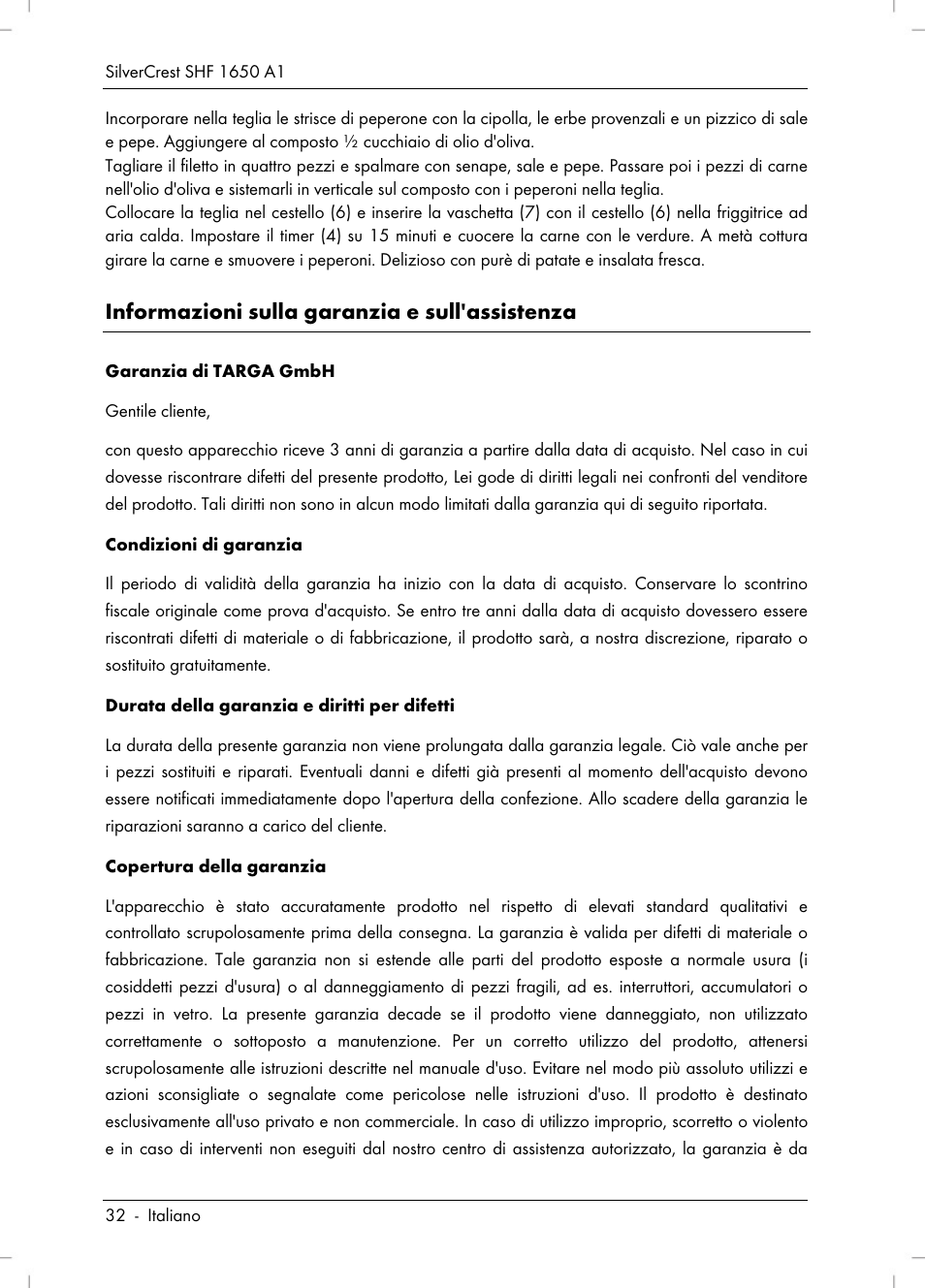 Informazioni sulla garanzia e sull'assistenza | Silvercrest SHF 1650 A1 User Manual | Page 34 / 84