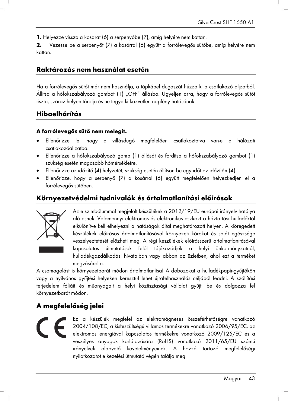 Silvercrest SHF 1650 A1 User Manual | Page 45 / 116