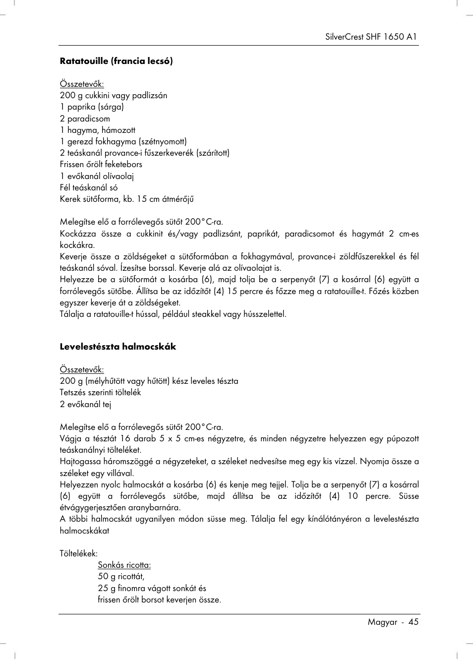 Silvercrest SHF 1650 A1 User Manual | Page 47 / 116