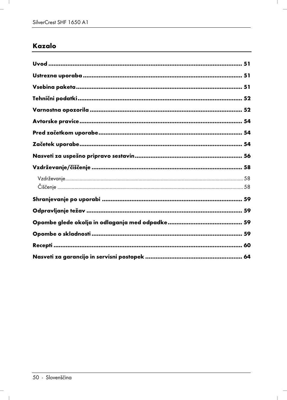 Silvercrest SHF 1650 A1 User Manual | Page 52 / 116