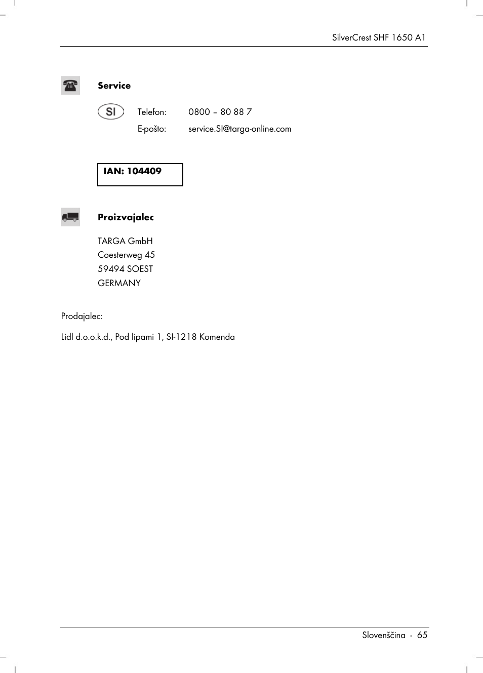 Silvercrest SHF 1650 A1 User Manual | Page 67 / 116