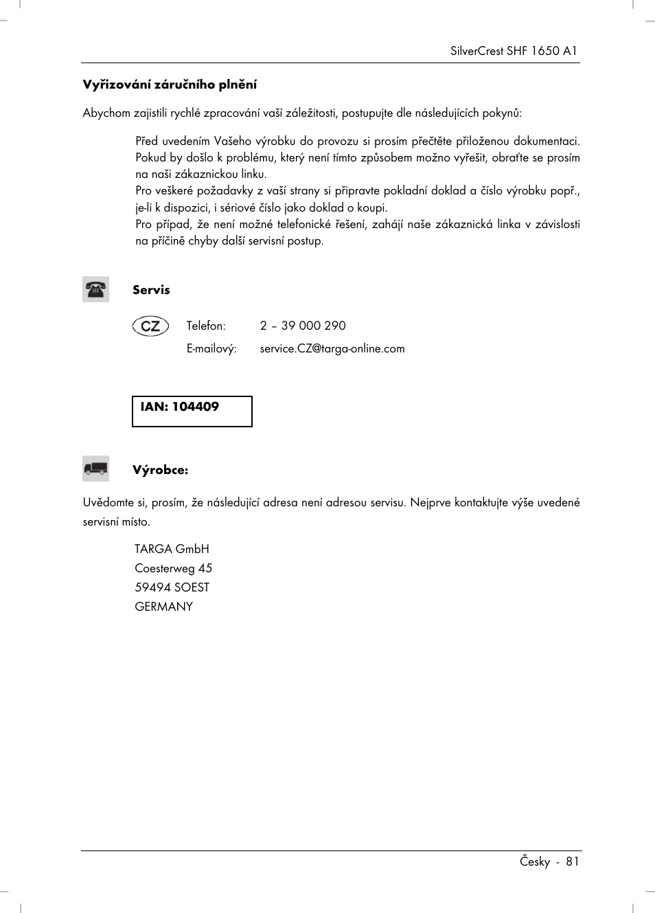 Silvercrest SHF 1650 A1 User Manual | Page 83 / 116