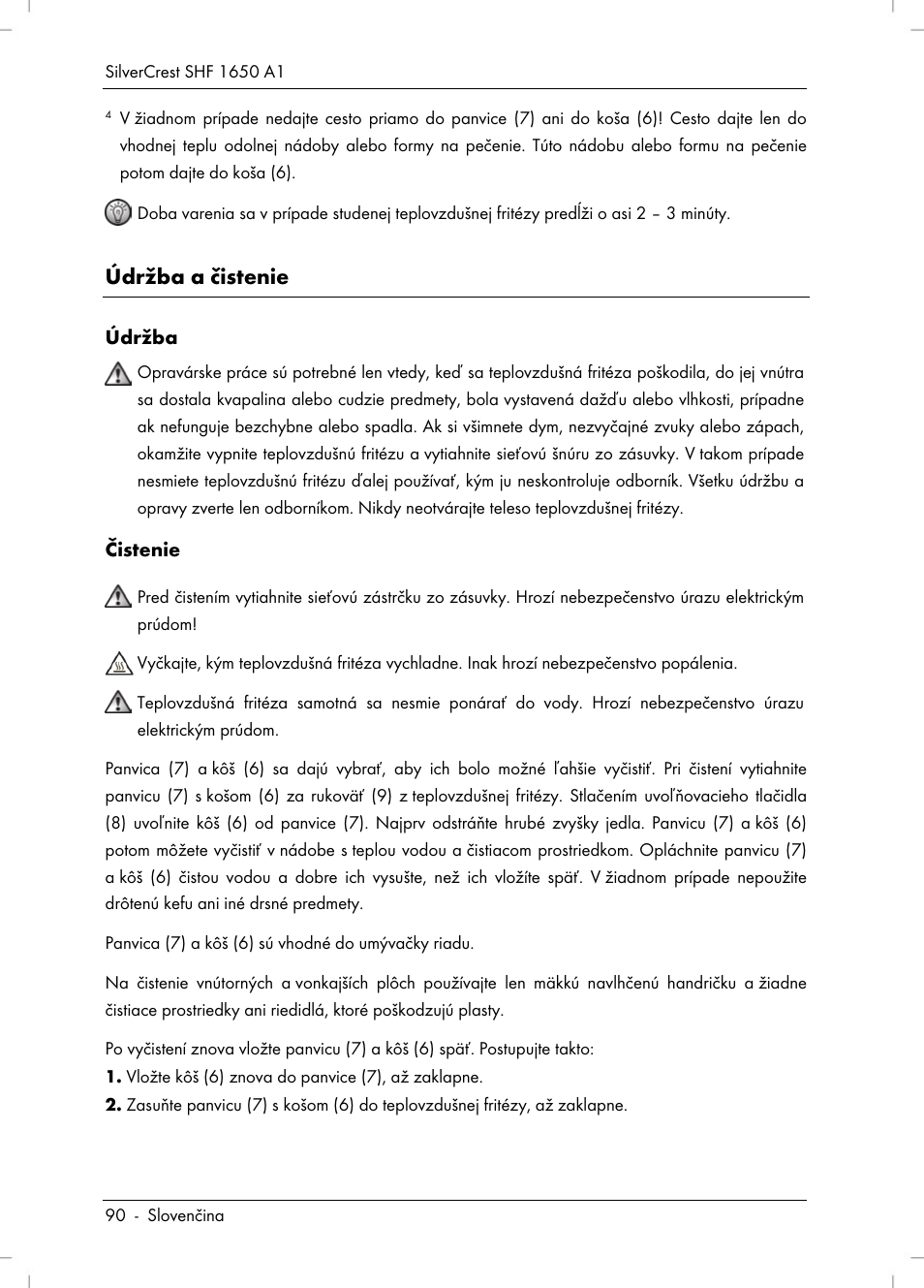 Údržba a čistenie | Silvercrest SHF 1650 A1 User Manual | Page 92 / 116