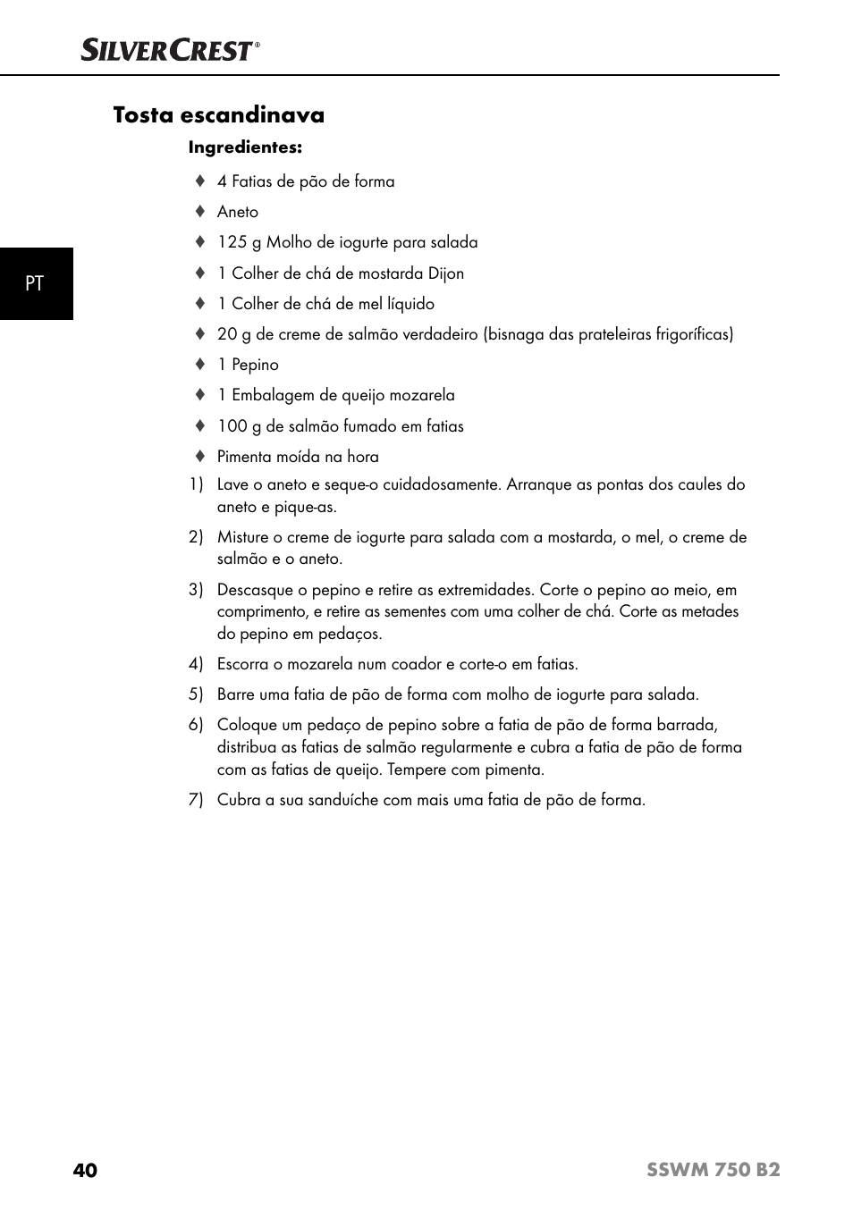 Tosta escandinava | Silvercrest SSWM 750 B2 User Manual | Page 43 / 74