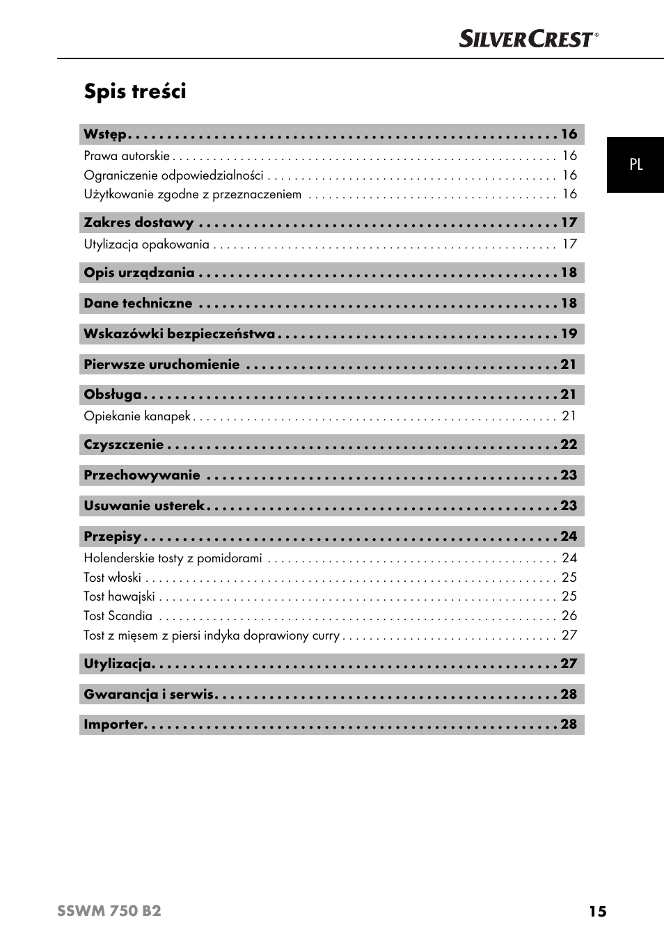 Silvercrest SSWM 750 B2 User Manual | Page 18 / 102