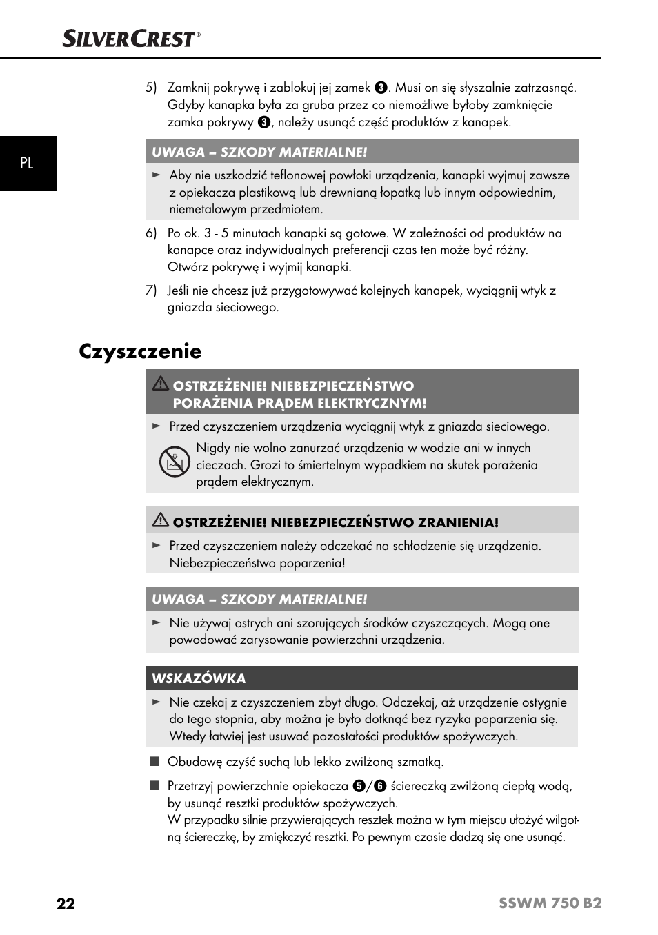 Czyszczenie | Silvercrest SSWM 750 B2 User Manual | Page 25 / 102