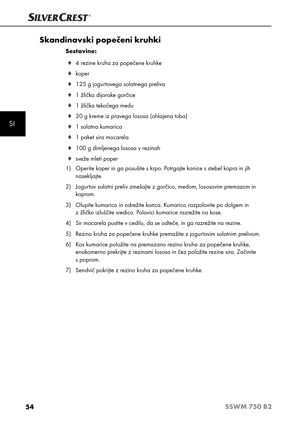 Skandinavski popečeni kruhki | Silvercrest SSWM 750 B2 User Manual | Page 57 / 102